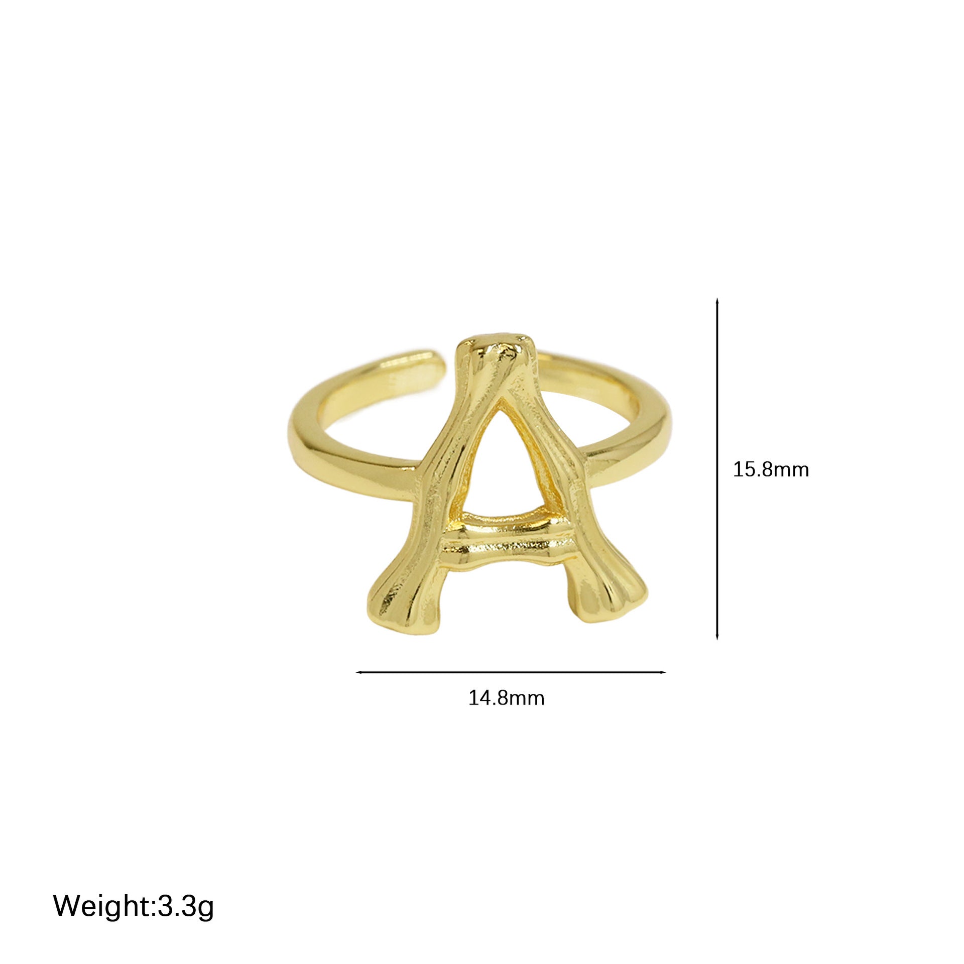 Wholesale  Golden Bamboo Bamboo Simple 26 English Letters Open Ring