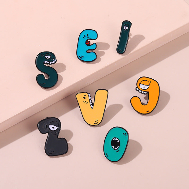 Wholesale Letter Creative Badges Combinable Pin Metal Badges Brooch ACC-BCH-QiHe006