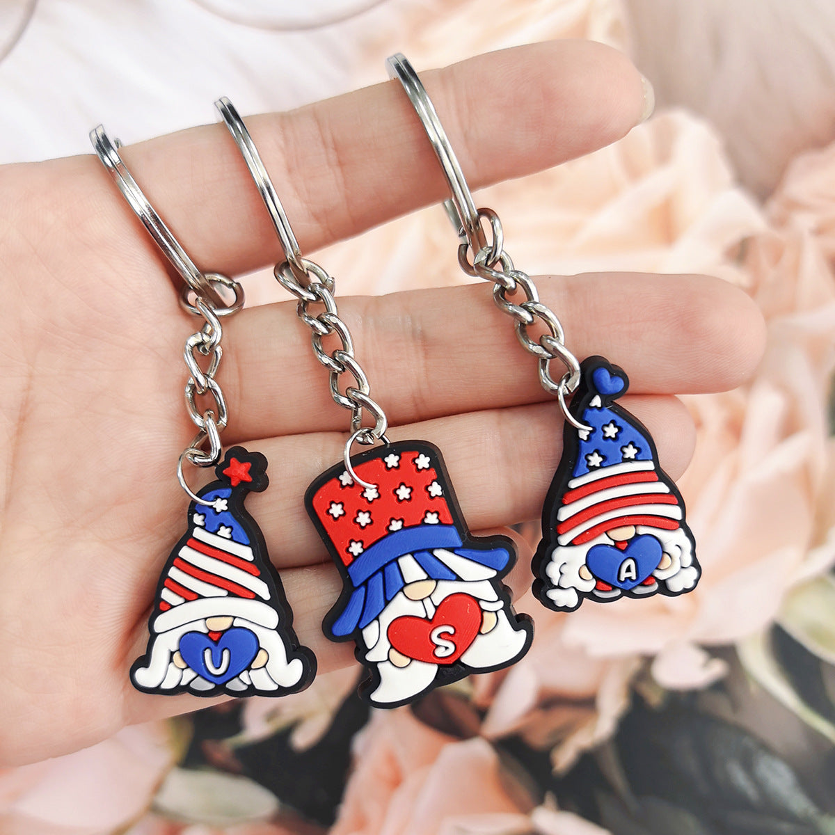 Wholesale 10pcs US Independence Day Keychain