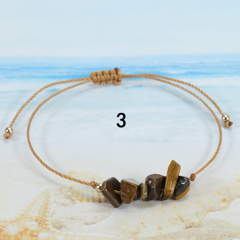 Wholesale  gravel bracelet irregular raw paraffin braided bracelet