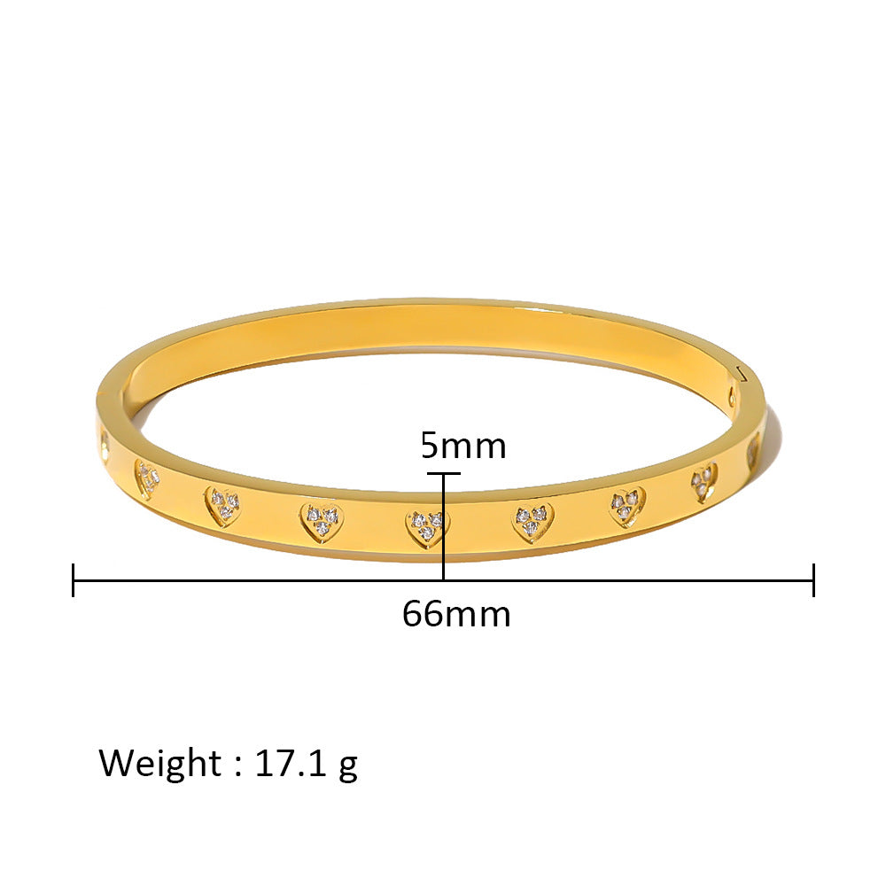 Wholesale Stainless Steel 18K Gold Plated Geometric Star Flower Zircon Bracelet