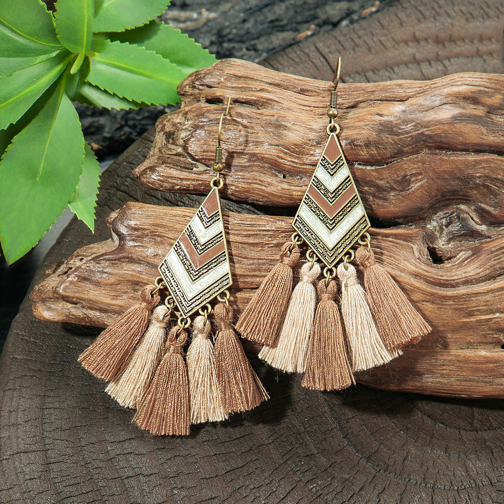 Wholesale Bohemian Hand-Woven Tassel Earrings for Everyday Wear Fashion Accessory