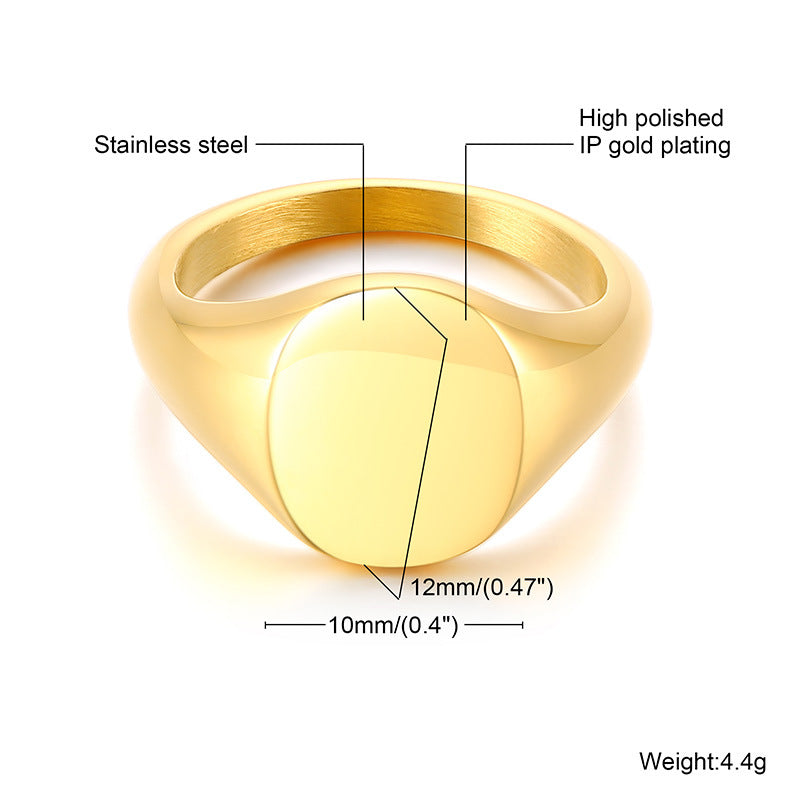 Wholesale Ring Stainless Steel Unisex Seal Gold Glossy ACC-RS-HuaLanXin005