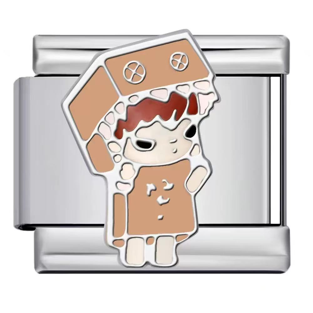 Bracelet de charme italien en gros 9 mm DIY Splicing Cartoon Bracelet composable en acier inoxydable mignon