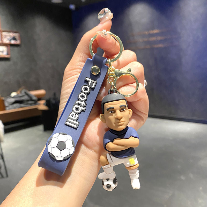 Wholesale World Cup Stars PVC Keychain Figurine Car Key Accessory for Football Fans