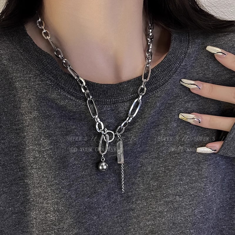 Wholesale Alloy Ti Steel Chain Necklace Fashion Hip Hop Layering Jewelry For Women