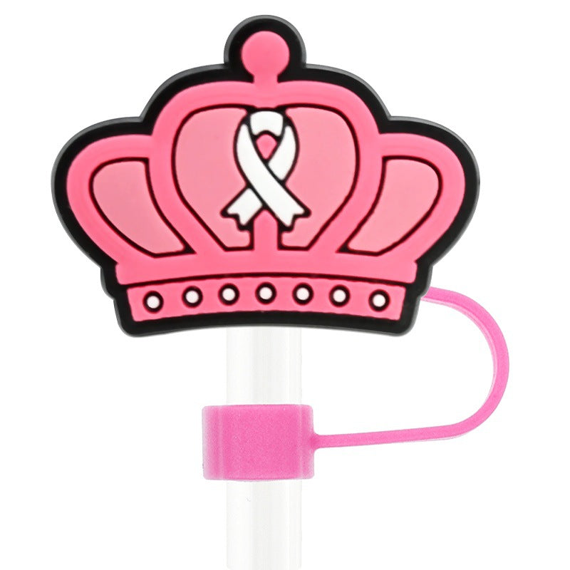 Wholesale Random 100pcs Pink Theme 10mm PVC Soft Straw Tube Cap  ACC-SCR-RYY112