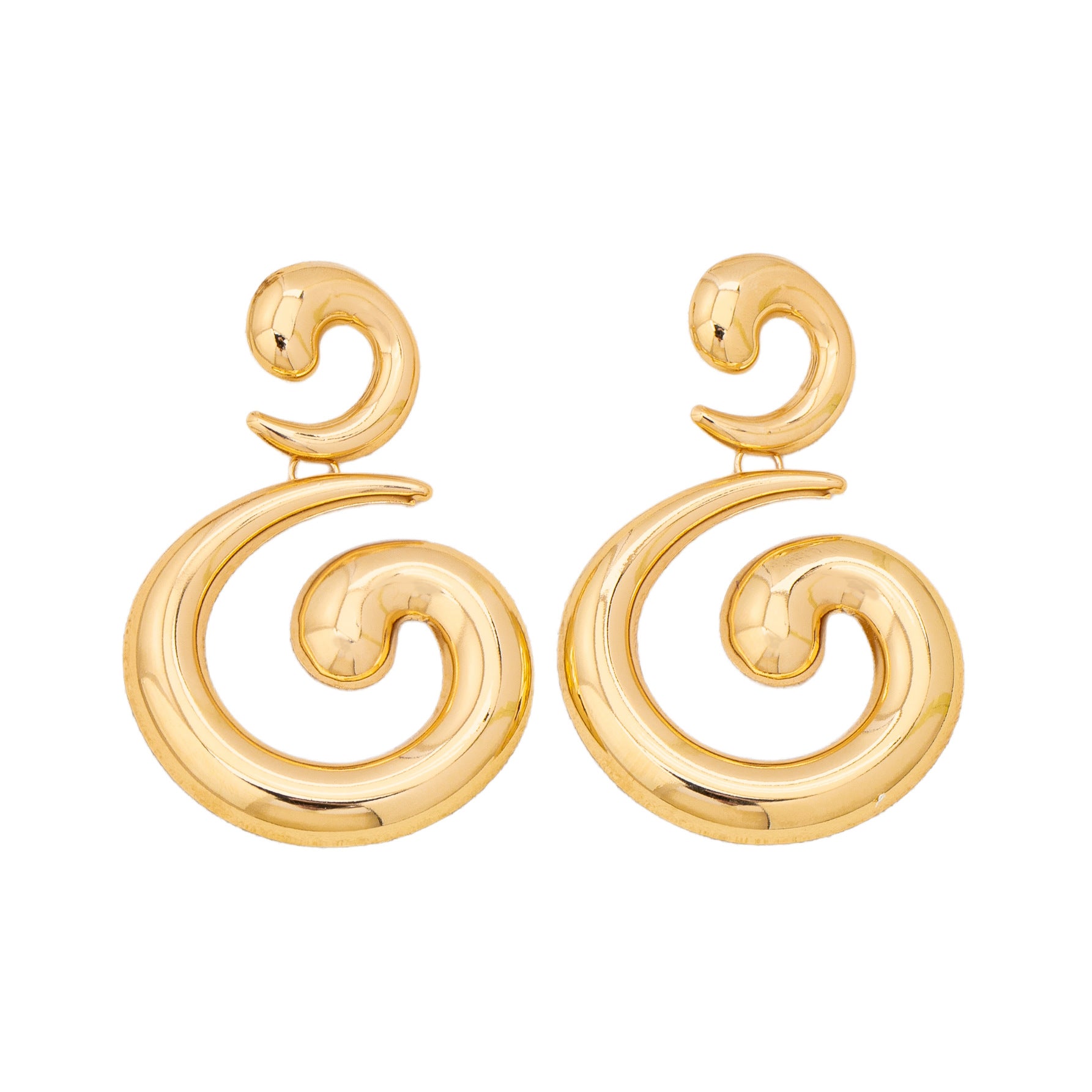 Wholesale Chic Gold C Shape Spiral Drop Earrings Retro Hollow Design Iron Alloy Jewelry Accessory Party Wear