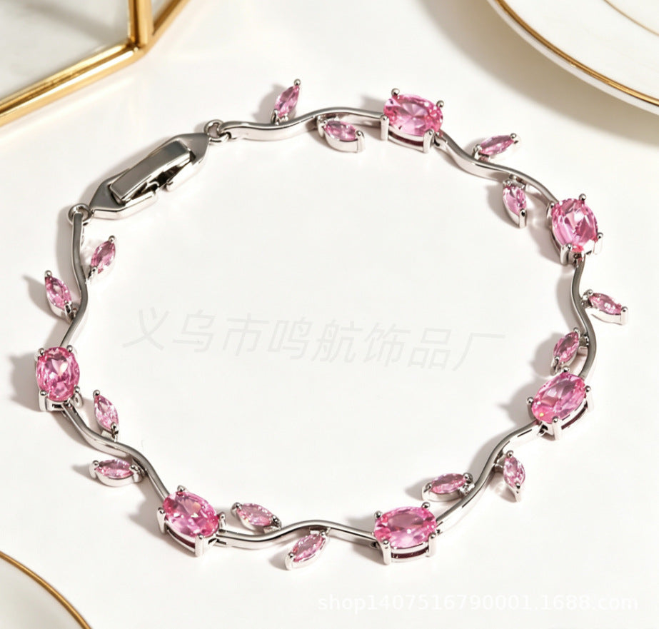 Wholesale Trendy Leaf Design Rhinestone Bracelet,  Fashion Accessory for Everyday Wear or Boutique Resale