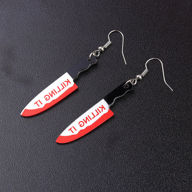Wholesale Kitchen Knife Knife Mirror Acrylic Earrings