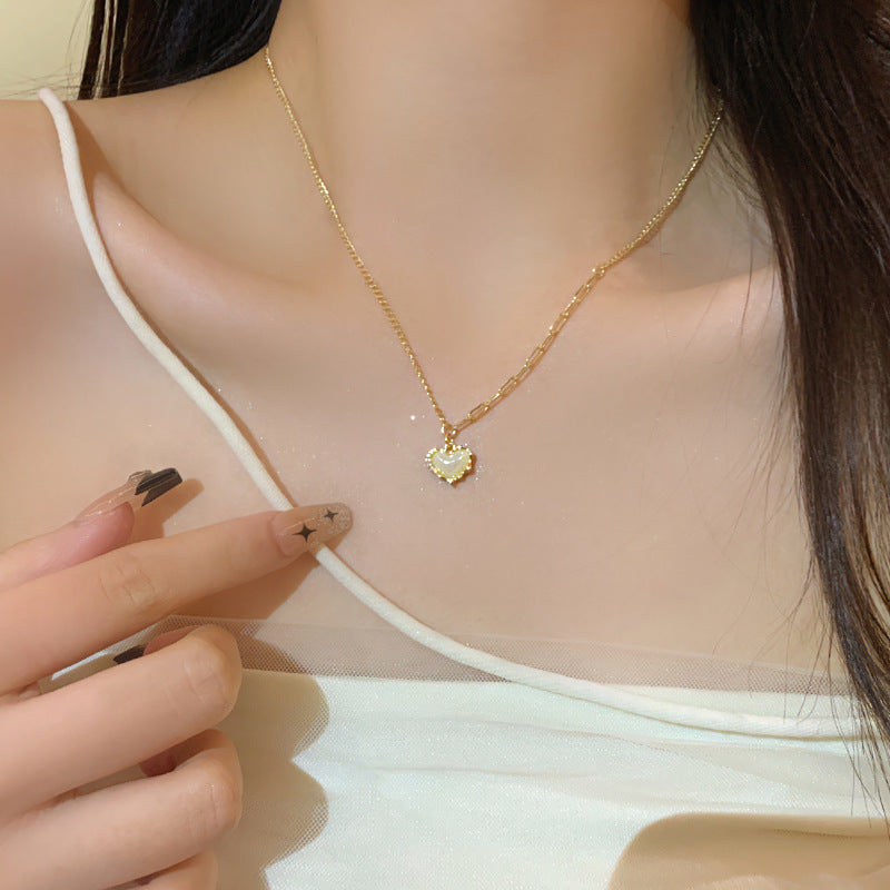 Wholesale Vintage Titanium Steel Necklace Pearl Pendant Clavicle Chain ACC-NE-Sengw003