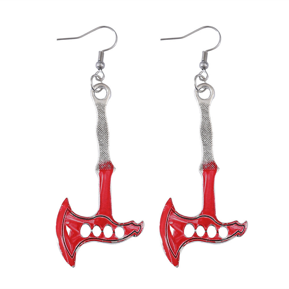 Wholesale Zinc Alloy Blood Axe Earrings  Gothic Style Trendy Fashion Accessory For Parties Boutique Resale Gift