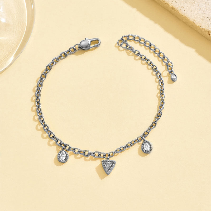 Wholesale 2PCS Titanium steel diamond-encrusted moon bracelet