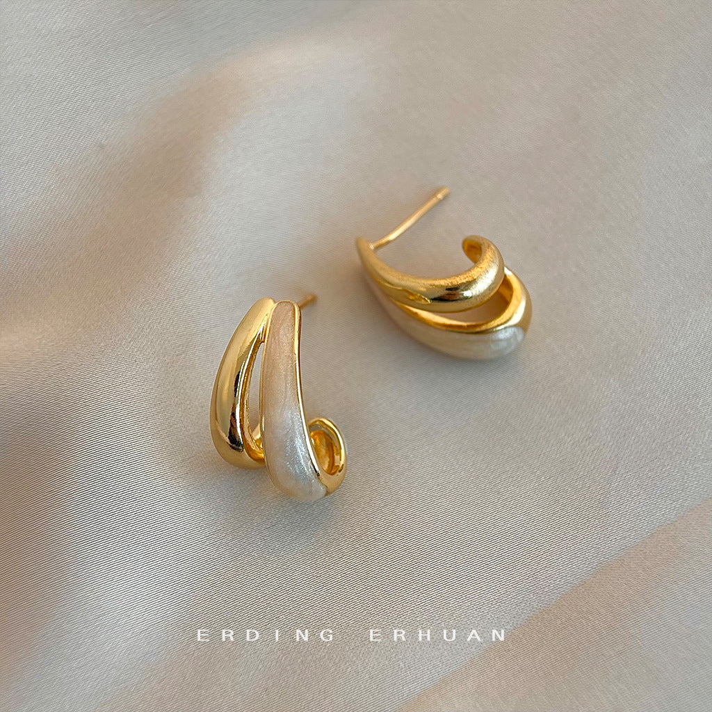 Wholesale double-layer three-dimensional geometric ear buckle earrings