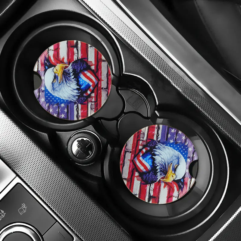 Wholesale Western Sports Style Independence Day Owl Acrylic Coasters Cup Accessories ACC-CA-YiTian001