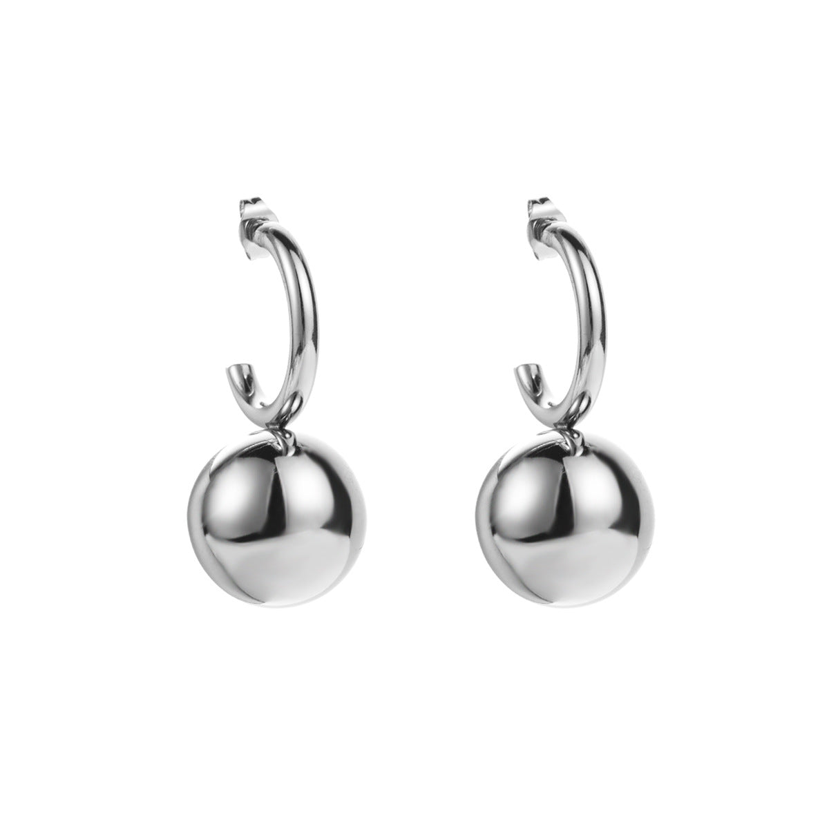 Wholesale Stainless Steel Earrings Simple Water Drop Ball Earrings ACC-ES-BP004
