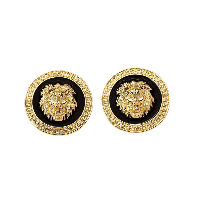Wholesale Geometric Lion Head Stud Earrings Gold Finish Fashion Jewelry Accessory Gift for Party Wear
