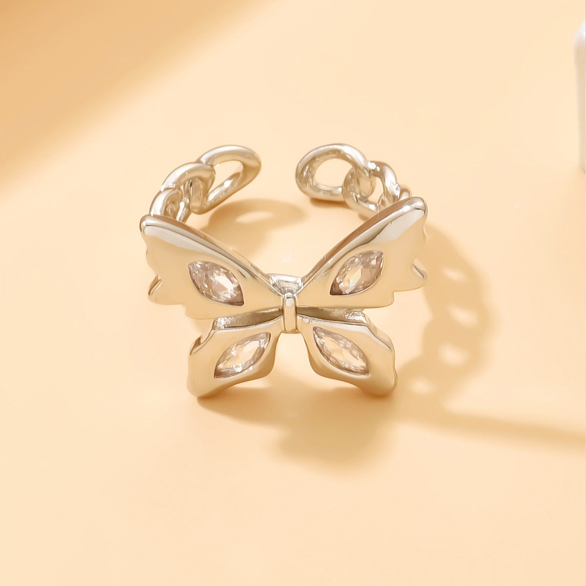 Wholesale Purple Diamond Black Butterfly Zircon Open Ring