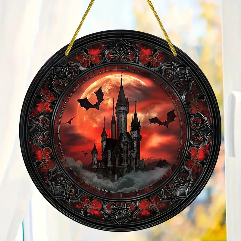 Wholesale  Haunted House Party  Pumpkin Acrylic Round Plate Decoration
