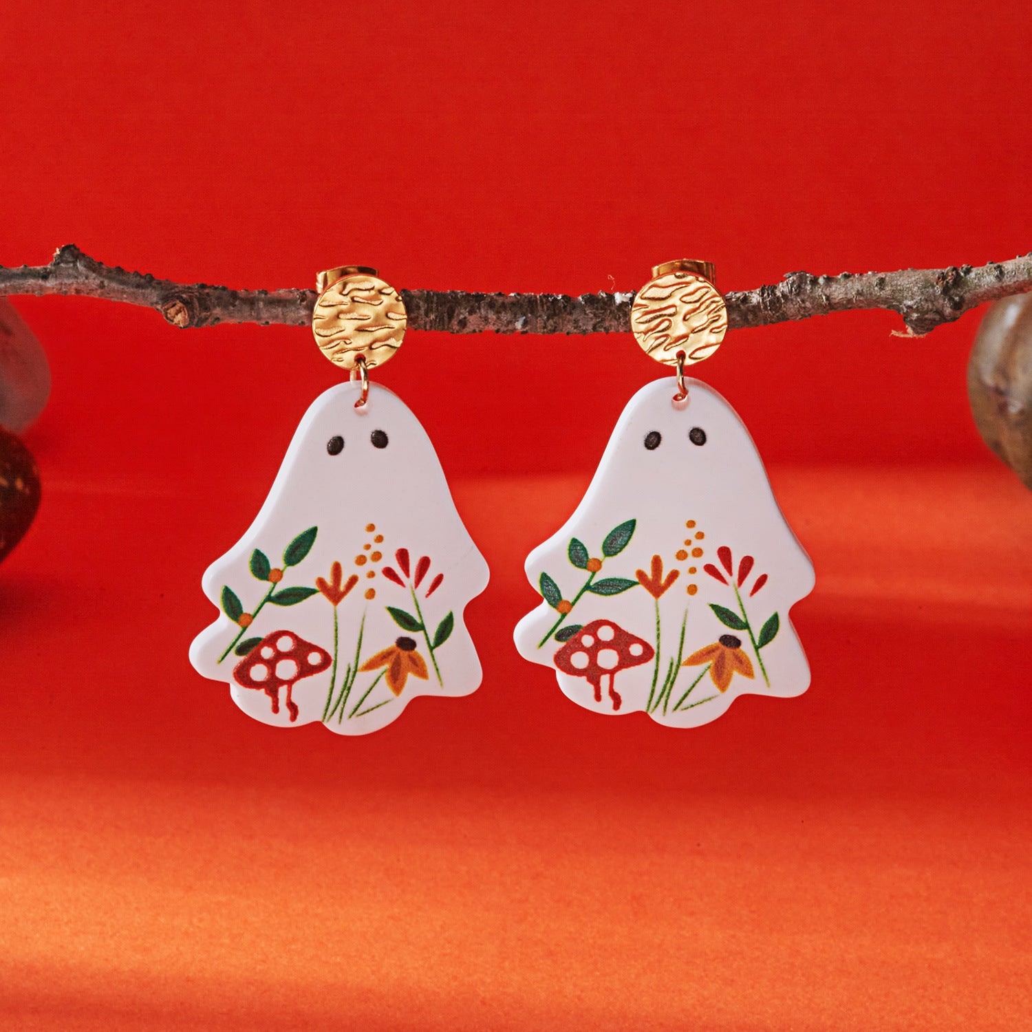 Wholesale Halloween earrings acrylic flower ghost cartoon ghost earrings