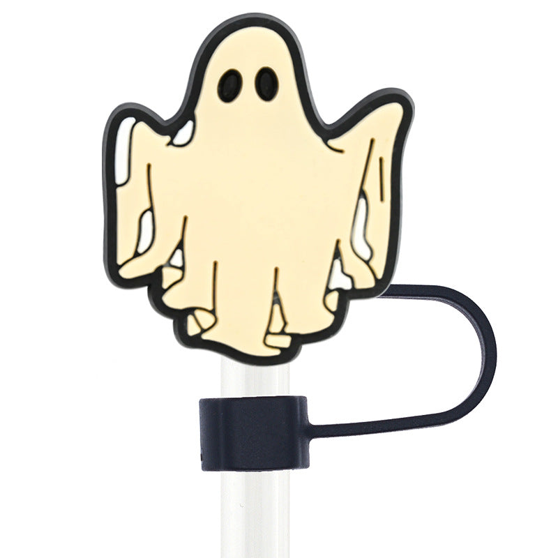 Wholesale Random 100pcs Halloween 10mm PVC Soft Straw Tube Cap ACC-SCR-RYY085