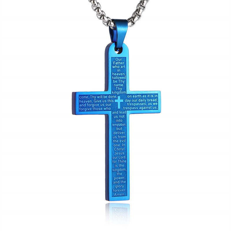 Wholesale Stainless Steel Cross Scripture Necklace