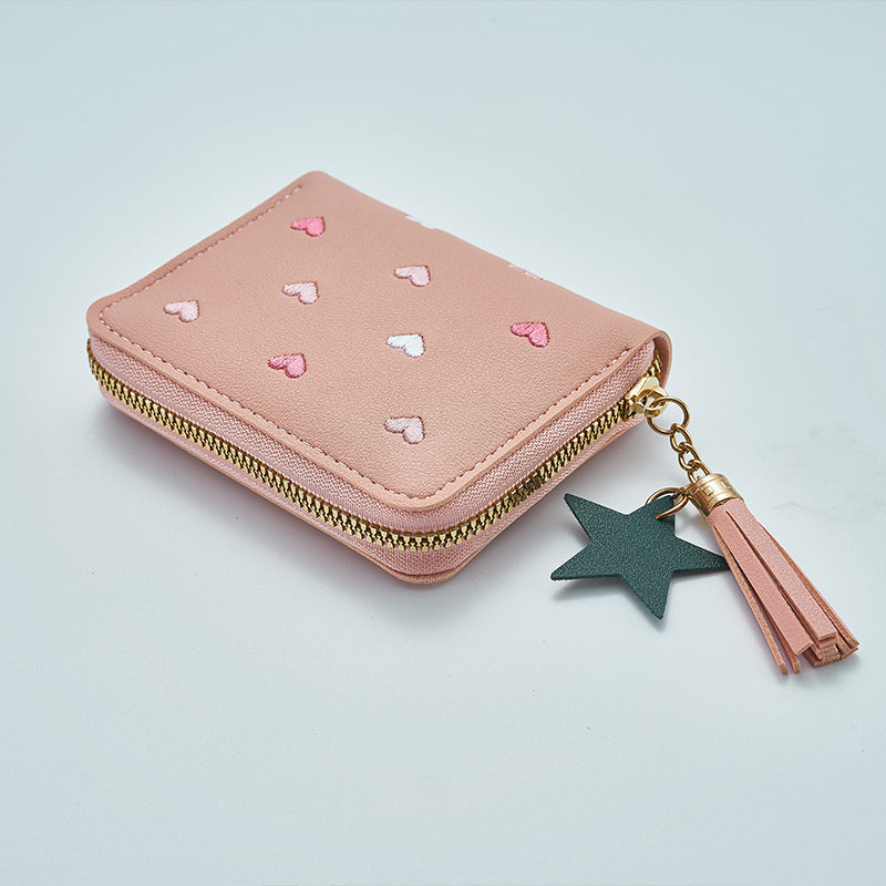 Wholesale Tassel Zipper Wallet for Women Cute Coin Purse Bright Red Chic Fashion Accessory