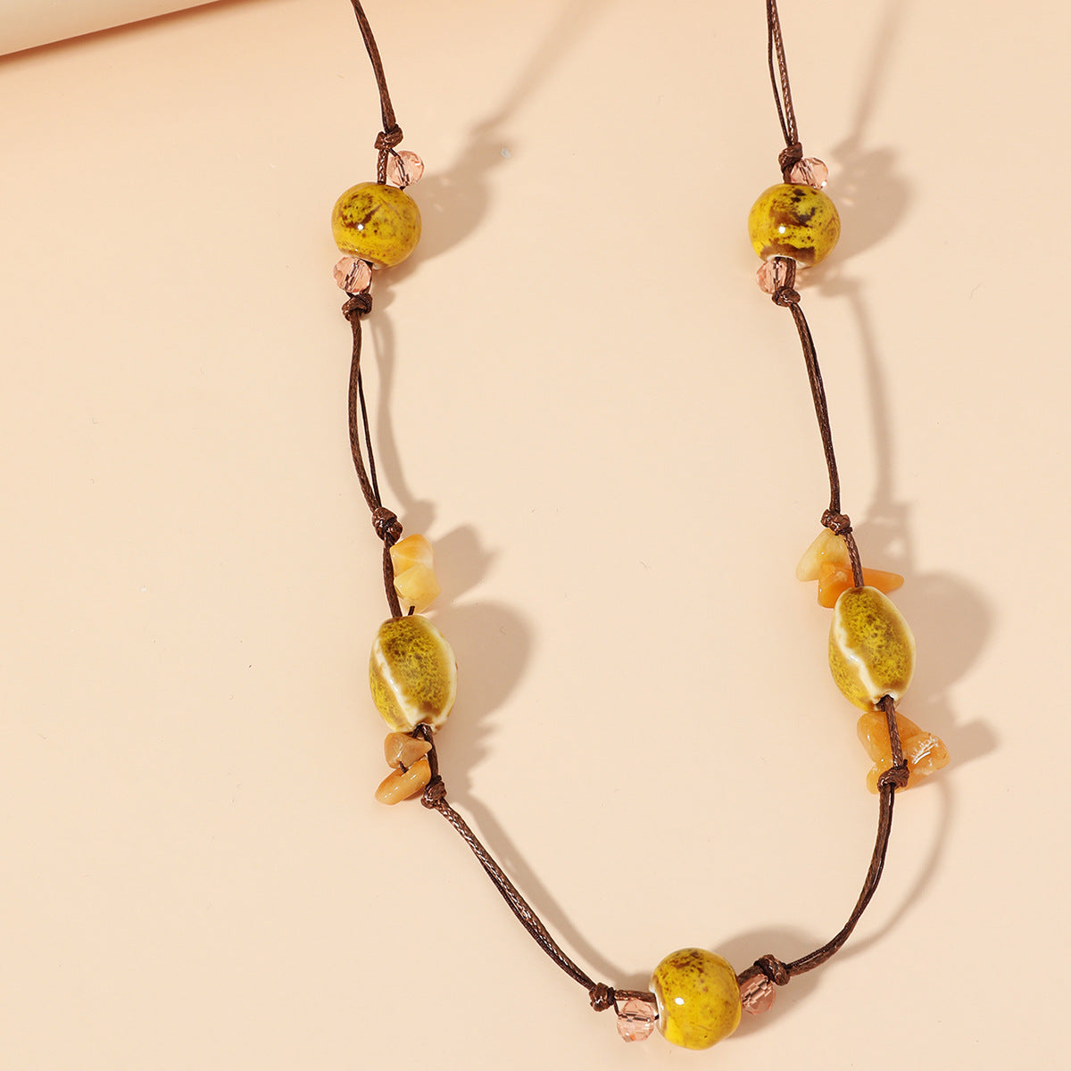 Wholesale Ethnic Style Beaded Ceramic Bead Necklace Bohemian Gravel Color Necklace ACC-NE-JunJie007