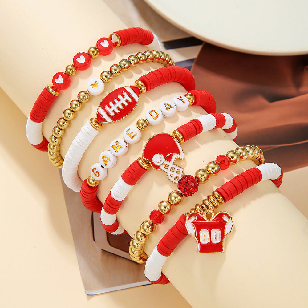 Wholesale rugby bracelet set  sporty and unique letter bracelet