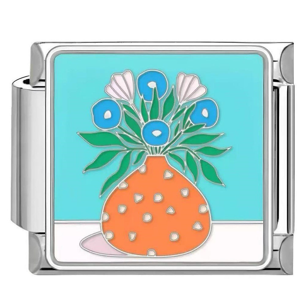 Wholesale DIY modular bracelet with floral pattern,  original design,  Italian Charms Bracelet