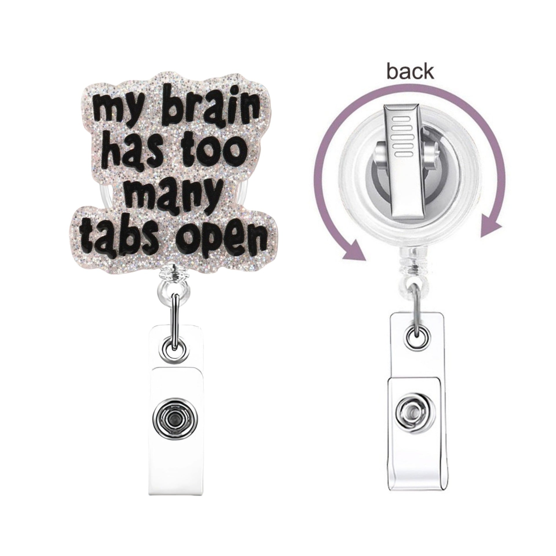 Wholesale Humorous and interesting short phrase acrylic Retractable Rotating Badge Keychain