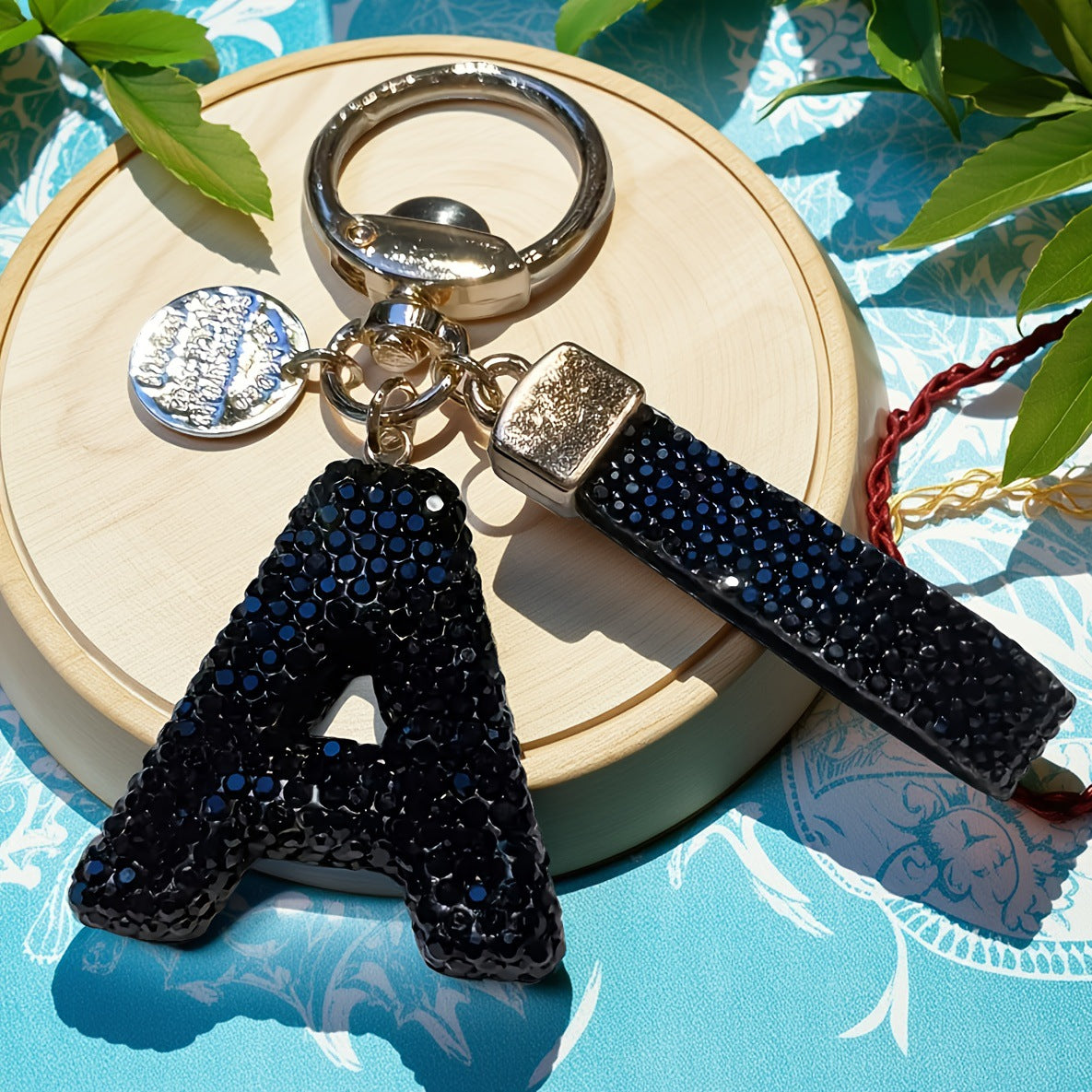 Wholesale Chic Rhinestone Letter Keychain Metal Electroplating Fashion Accessory Bag Charm Car Key