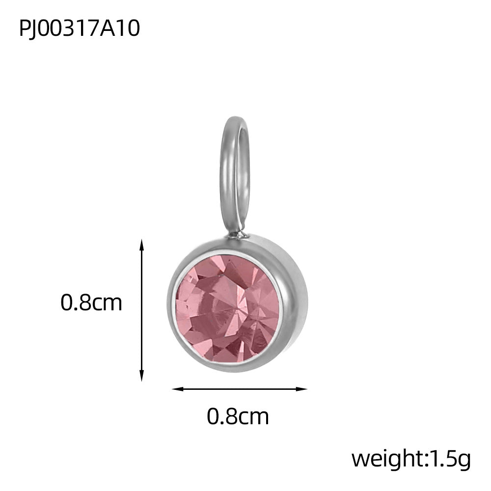 Wholesale Stainless steel birthday stone DIY color pendant