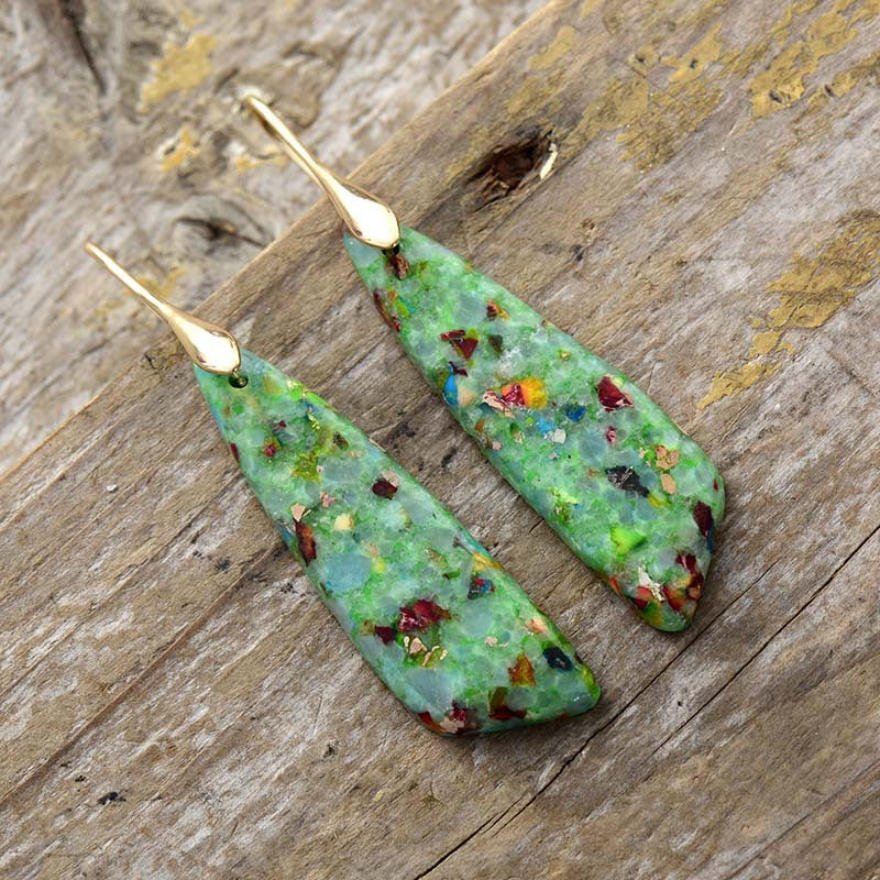 Wholesale bohemian natural stone pendant earrings