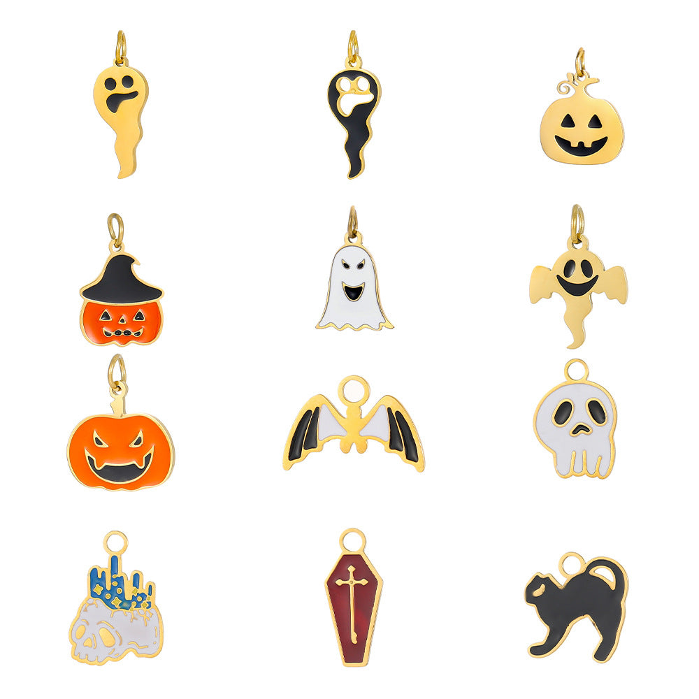 Wholesale  Ghost Festival Ghost Pumpkin Bat Funny Oil Drop Pendant