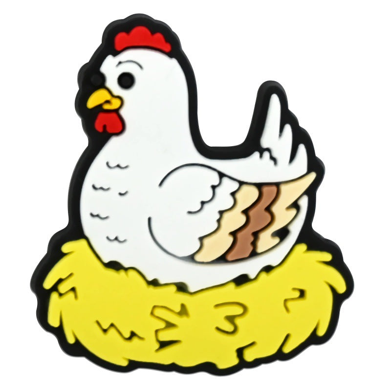 Wholesale Random 100pcs Rooster and Hen   PVC Soft Rubber Shoe Buckle Decoration