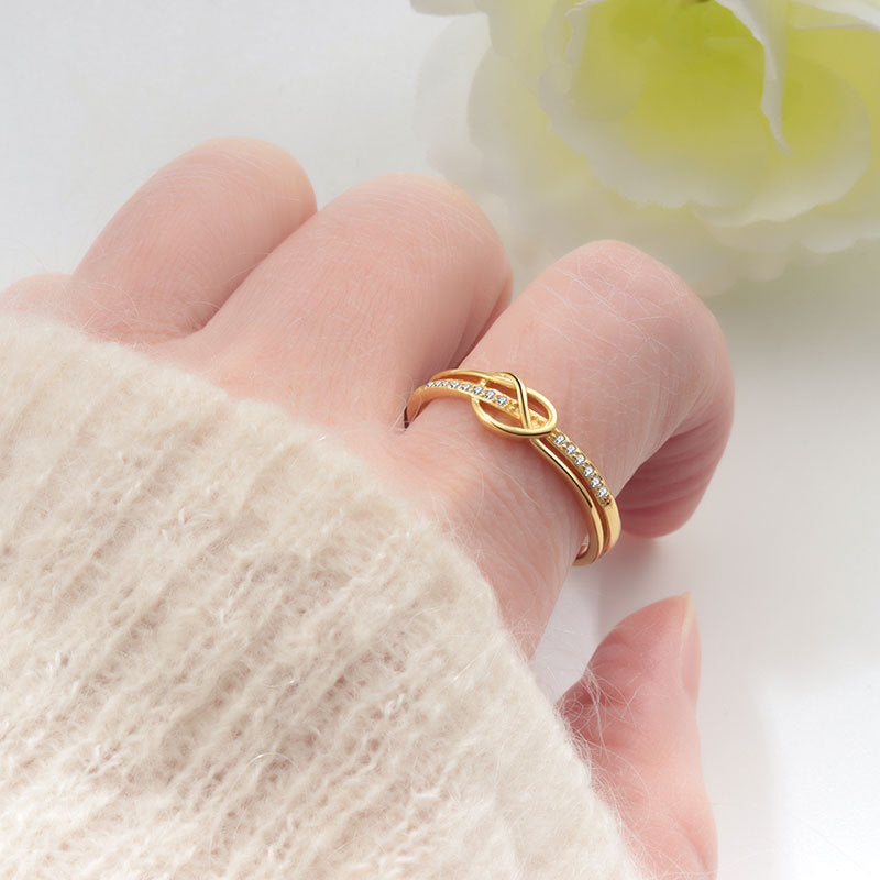 Wholesale Trendy Double Knot Ring For Women S925 Silver Plated Minimalist Fashion Jewelry