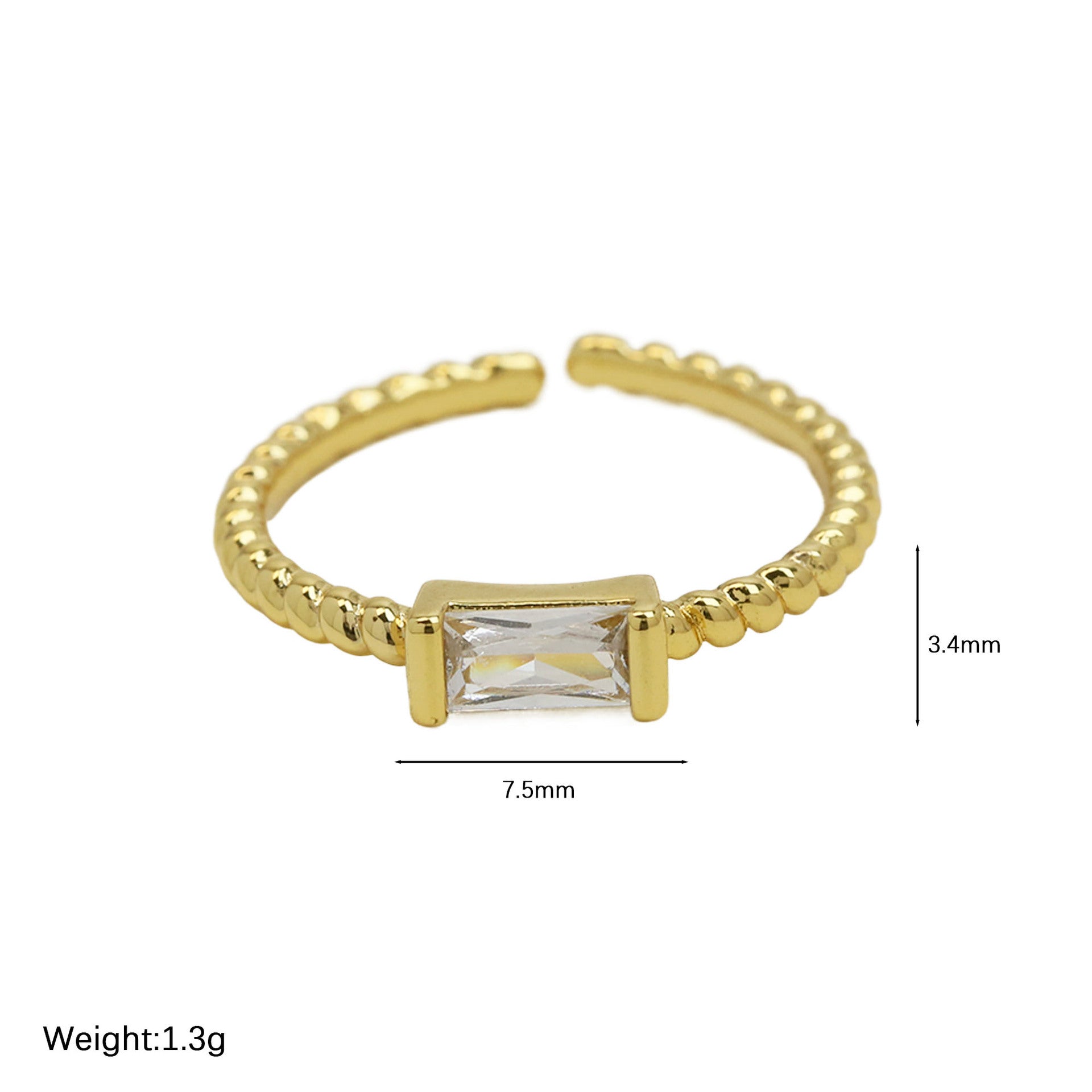 Wholesale  18k Brass Long Square Ladder Square  Birthstone  December Opening Ring