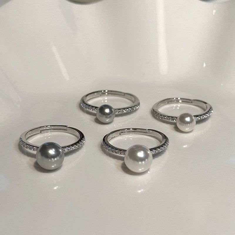 Wholesale Sterling Silver Pearl Elongated Stacking Ring
