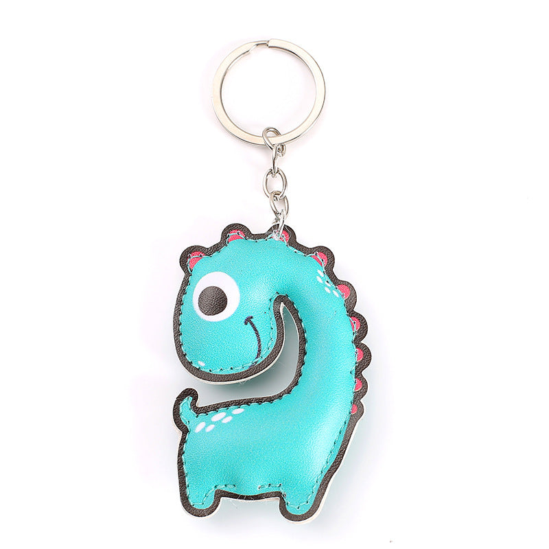 Wholesale Chic Artificial Leather Animal Keychains Cute Cat Dog Dinosaur Lucky Cat Fruit Pendants Decorative Gift Car Key Accessory