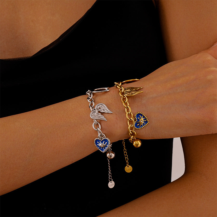 Wholesale titanium steel angel wings love chain bracelet