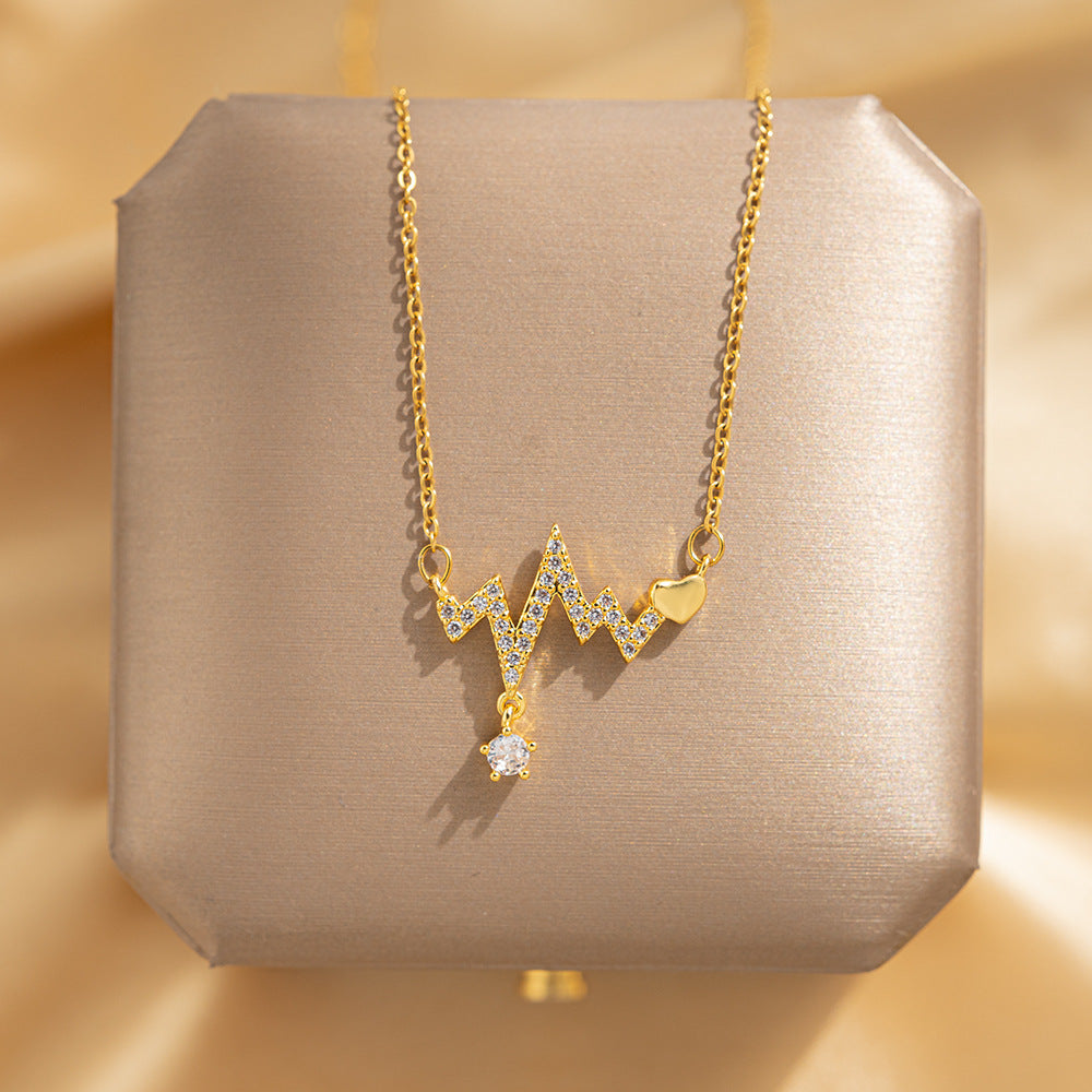 Wholesale Titanium Steel Zircon Clavicle Chain Necklace Korean Style Jewelry Accessory