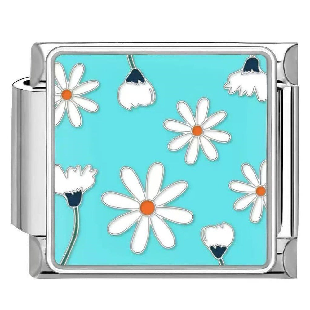 Wholesale DIY modular bracelet with floral pattern,  original design,  Italian Charms Bracelet