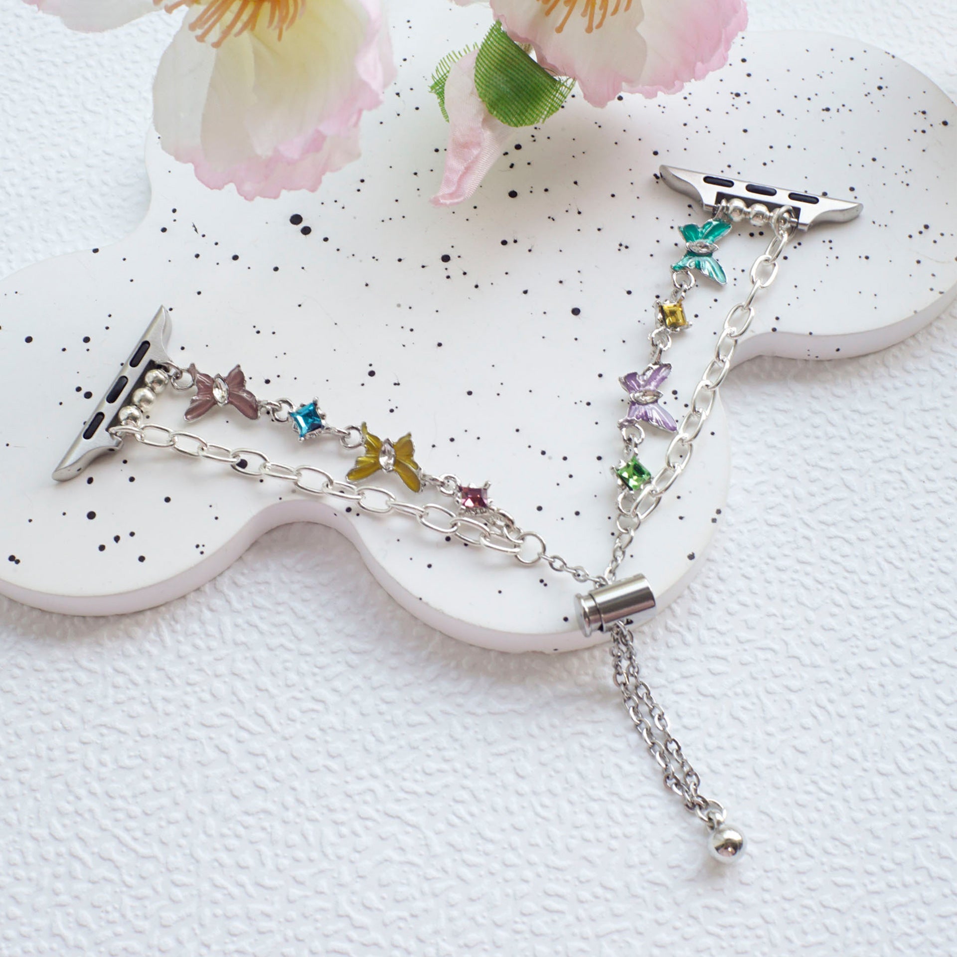 Wholesale Creative Enamel Butterfly Rhinestone Adjustable Bracelet-Style Watch Band for Apple Watch