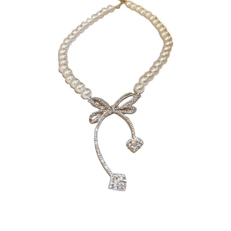 Wholesale Pearl Diamond Bow Necklace