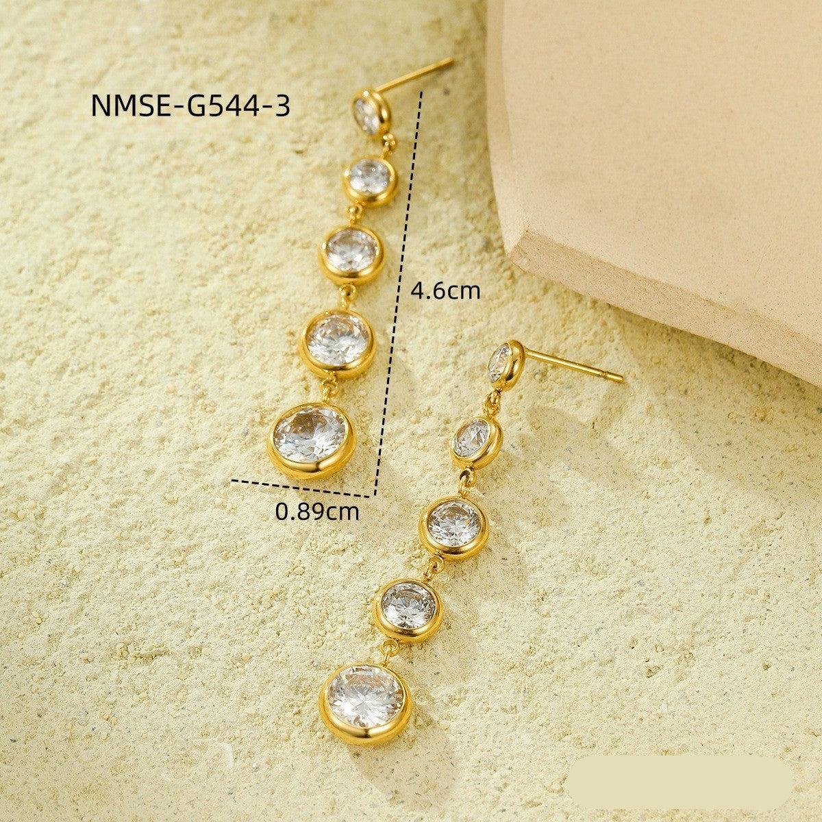 Wholesale  stainless steel  zircon tassel 18K earrings