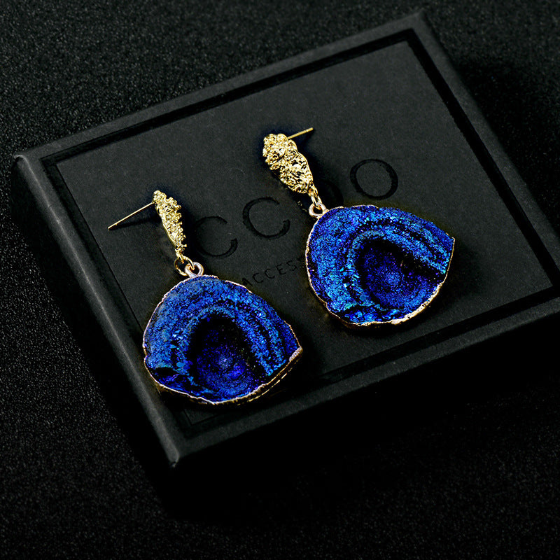 Wholesale Ocean Wave Irregular Blue Heart Shaped Tide Earrings ACC-ES-JiuJia006