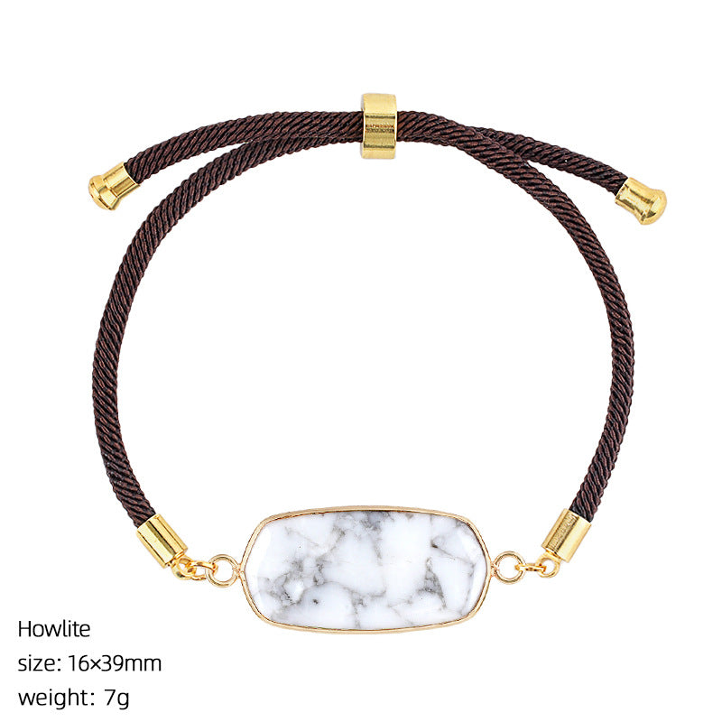 Wholesale Modern Minimalist Natural Stone Amethyst Bracelet Adjustable Woven Rope Unisex Fashion Accessory Gift