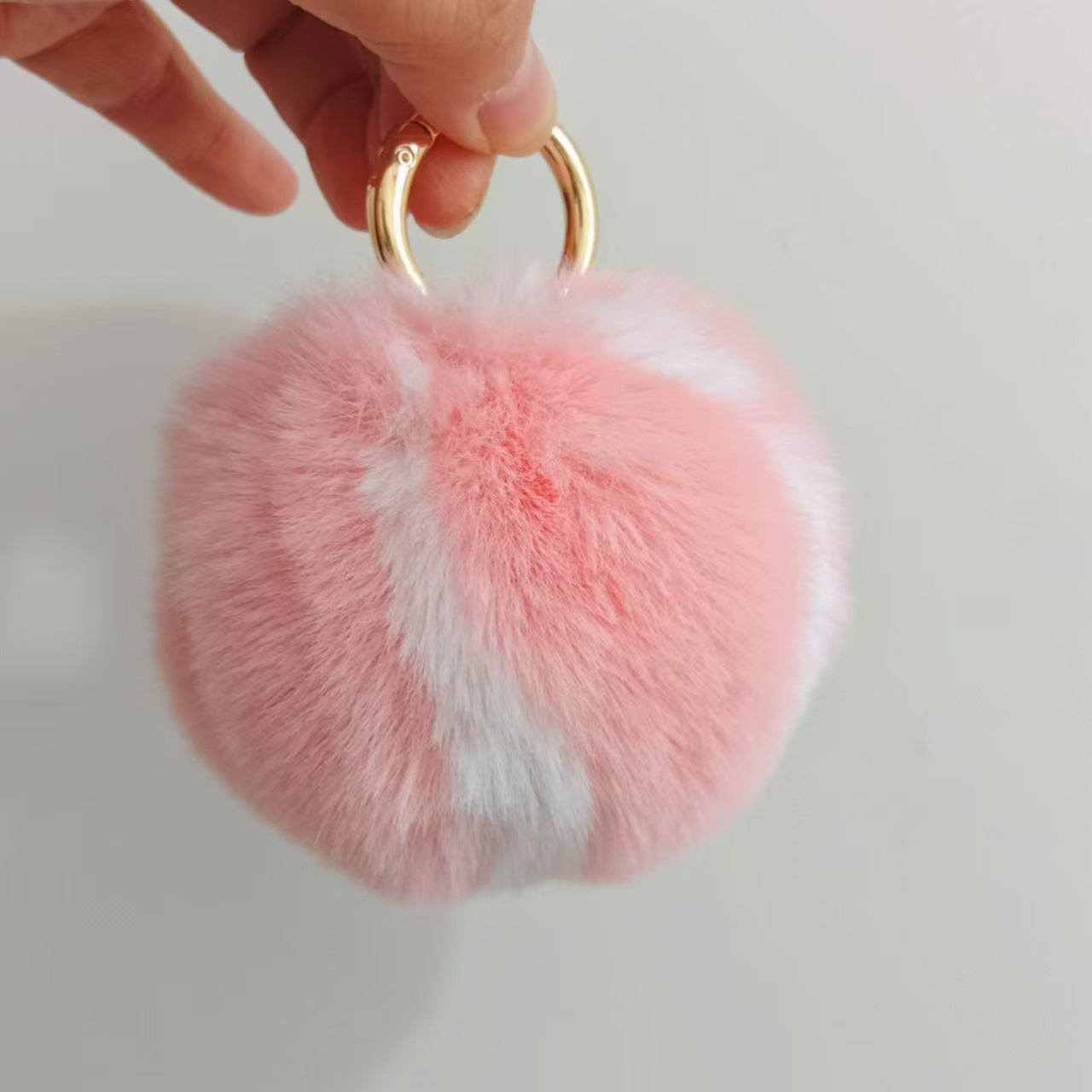 Wholesale cute little tennis ball rex rabbit fur keychain
