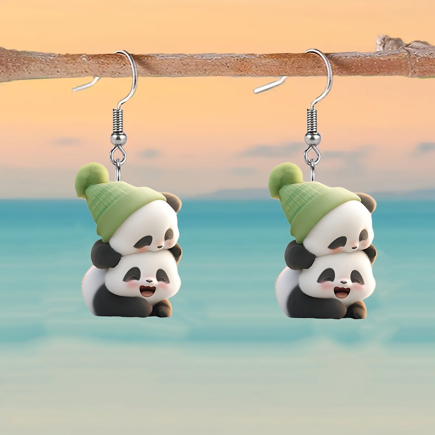 Wholesale Acrylic Cute Cartoon Panda Pendant Earrings